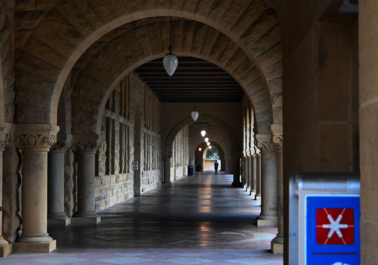 Covered walkway on a university campus